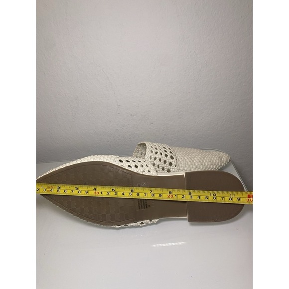 BIRDIES The Swan Mules Shoes Woven Faux Leather Pointed Toe White Slip On Sz 10 - Picture 15 of 16